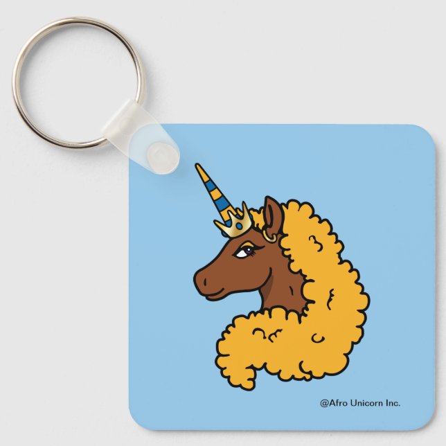 Yellow Afro Unicorn Keychain (Front)
