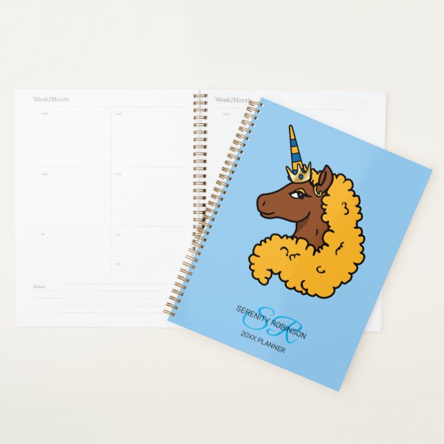 Yellow Afro Unicorn Planner (Display)