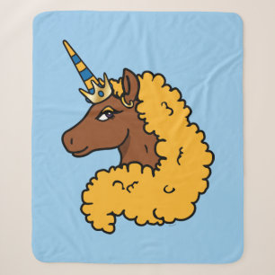 Yellow Afro Unicorn Sherpa Blanket