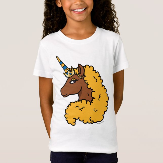 Yellow Afro Unicorn T-Shirt (Front)