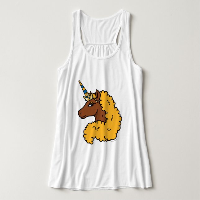 Yellow Afro Unicorn Tank Top (Design Front)