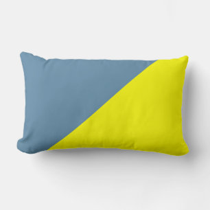 Yellow & Air Force blue Solid Color Background #2 Lumbar Pillow