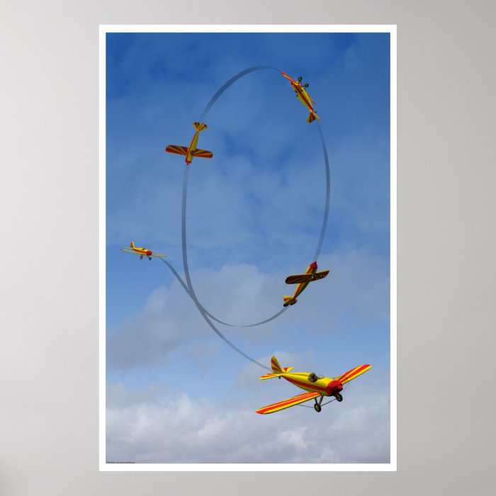 Yellow Airplane doing an Aerobatic Loop Print