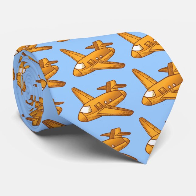 Yellow Airplane Neck Tie (Rolled)