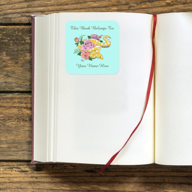 Yellow Albino Ball Python Teal Roses Bookplate (Creator Uploaded)