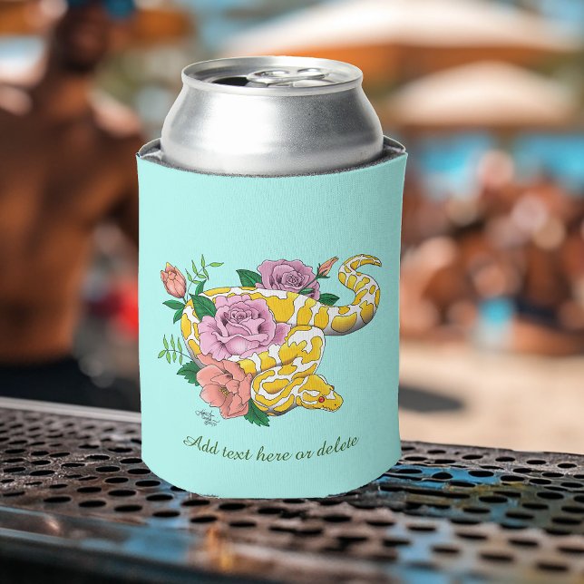 Yellow Albino Ball Python Teal Roses Can Cooler (Creator Uploaded)
