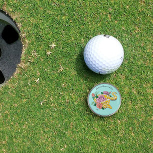 Yellow Albino Ball Python Teal Roses Golf Ball Marker