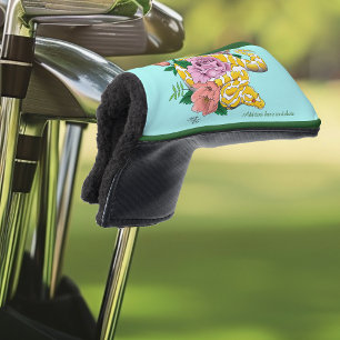Yellow Albino Ball Python Teal Roses Golf Head Cover