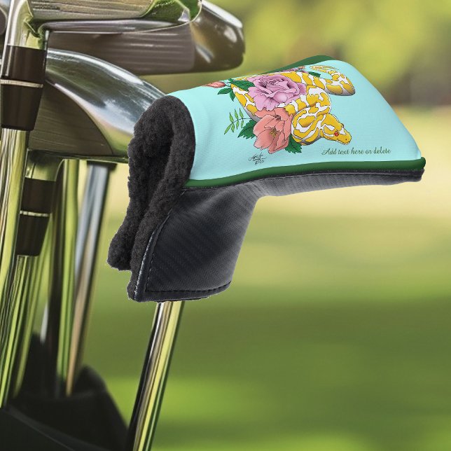 Yellow Albino Ball Python Teal Roses Golf Head Cover (Creator Uploaded)