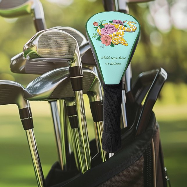 Yellow Albino Ball Python Teal Roses Golf Head Cover (Creator Uploaded)
