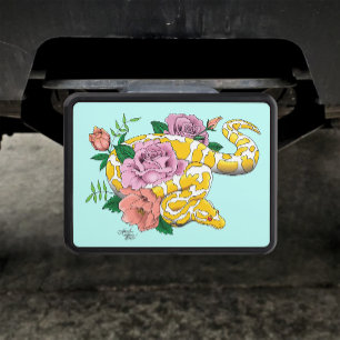 Yellow Albino Ball Python Teal Roses Hitch Cover