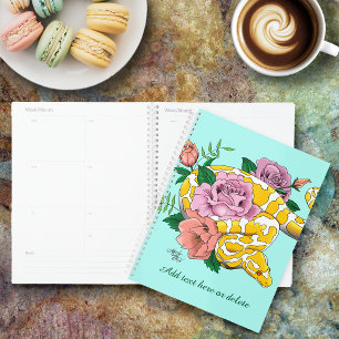 Yellow Albino Ball Python Teal Roses Planner