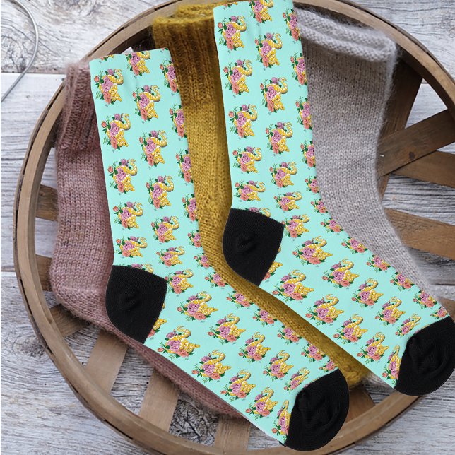 Yellow Albino Ball Python Teal Roses Socks (Creator Uploaded)