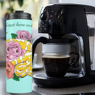 Yellow Albino Ball Python Teal Roses Thermal Tumbler