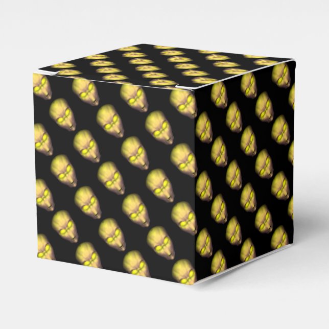 Yellow Alien Head Favor Boxes (Front Side)