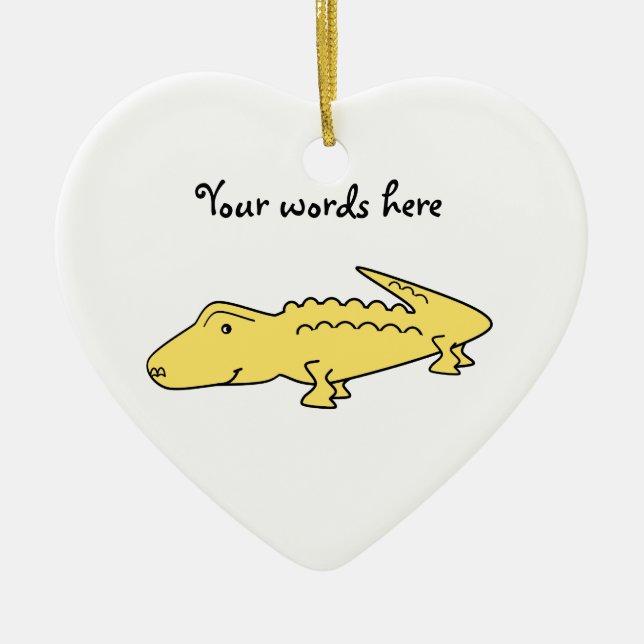 Yellow alligator ceramic ornament (Front)