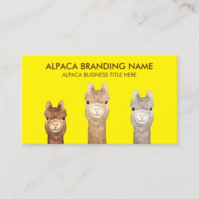 Yellow Alpaca Animal Business Card (Front)