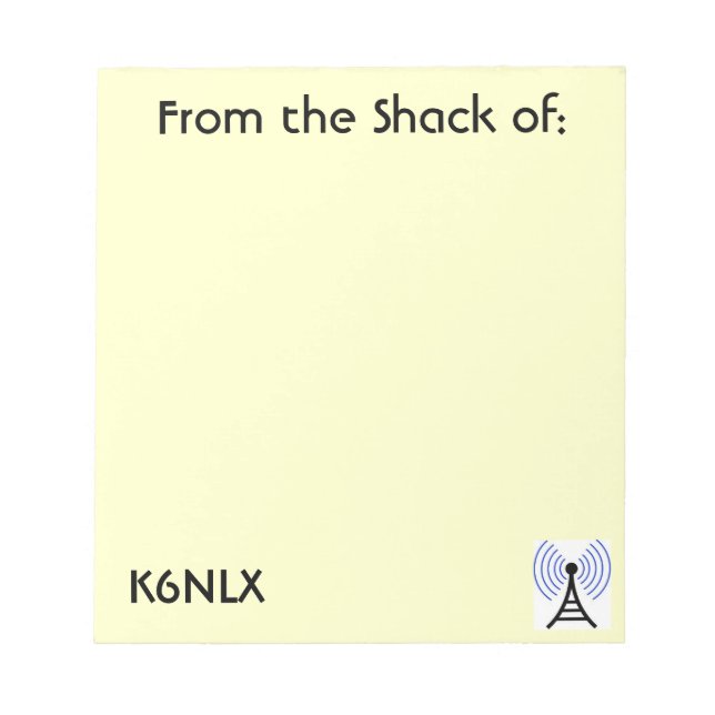 Yellow Amateur Radio Call Sign Notepad (Front)