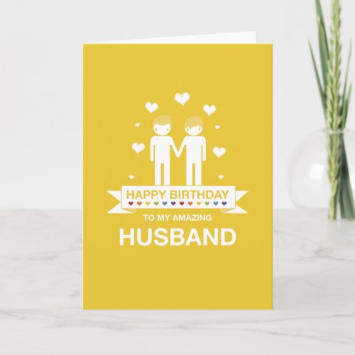 Yellow  Amazing Husband  Happy Birthday Card
