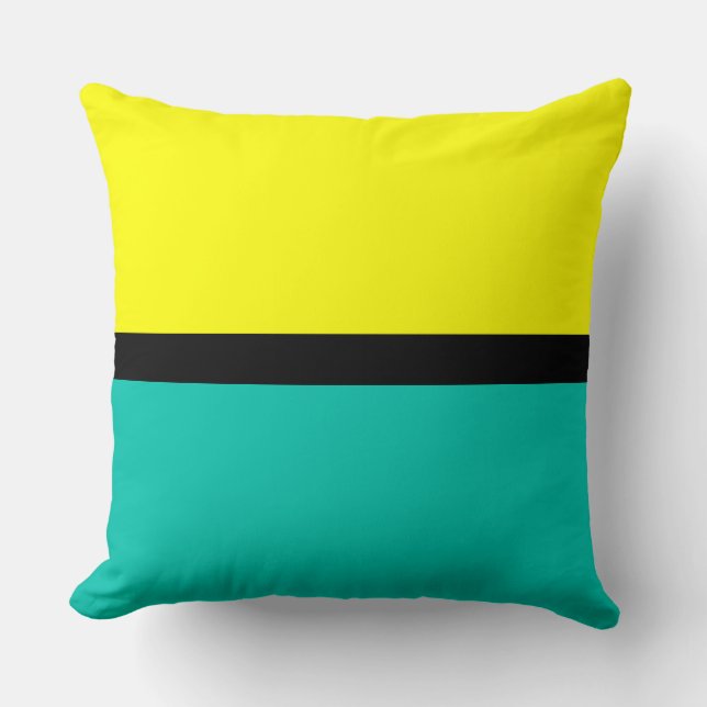 Yellow & Amazonite Solid Color Background Throw Pillow (Front)