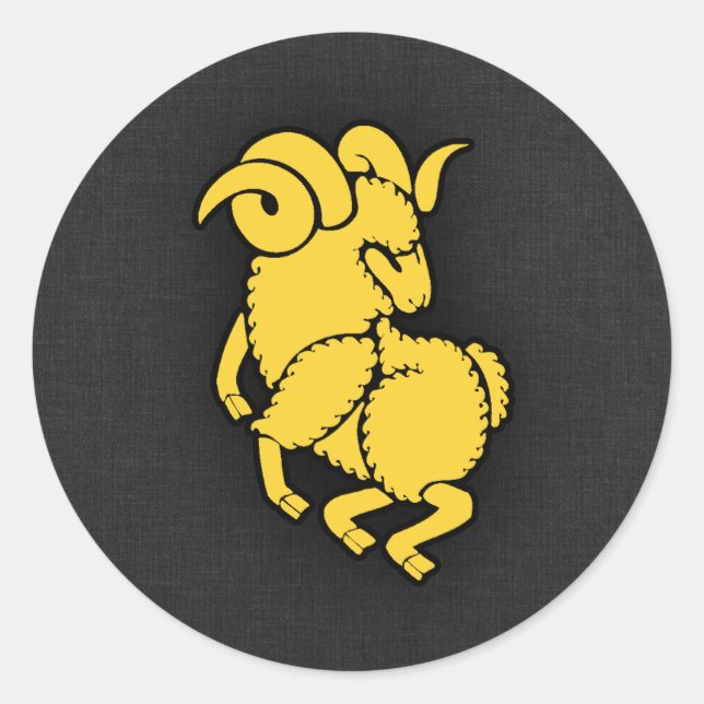 Yellow Amber Aries Classic Round Sticker (Front)