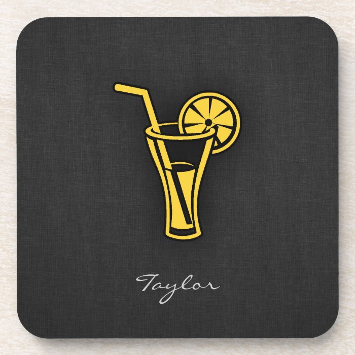 Yellow Amber Cocktail Beverage Coasters