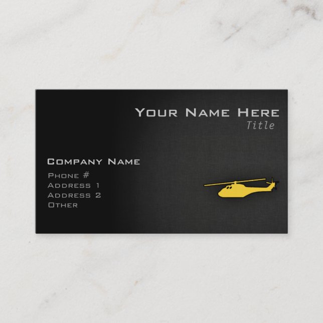 Yellow Amber Helicopter Business Card (Front)