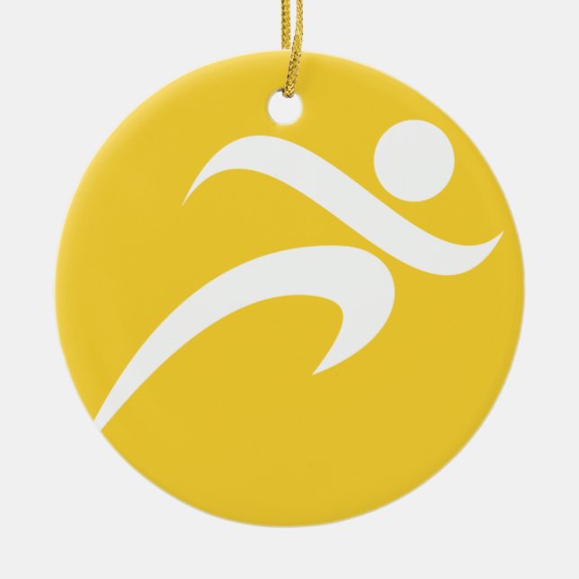 Yellow Amber Running Ceramic Ornament (Front)