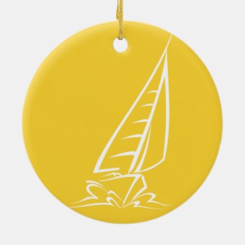 Yellow Amber Sailing Ceramic Ornament by ColorStock at Zazzle