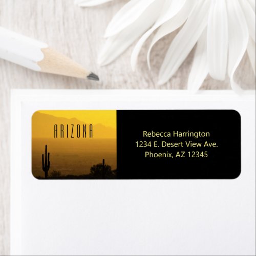 Yellow Amber Sunset Cactus Arizona Desert Label