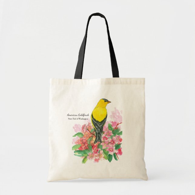 Yellow American Goldfinch Washington State Bird Tote Bag (Front)