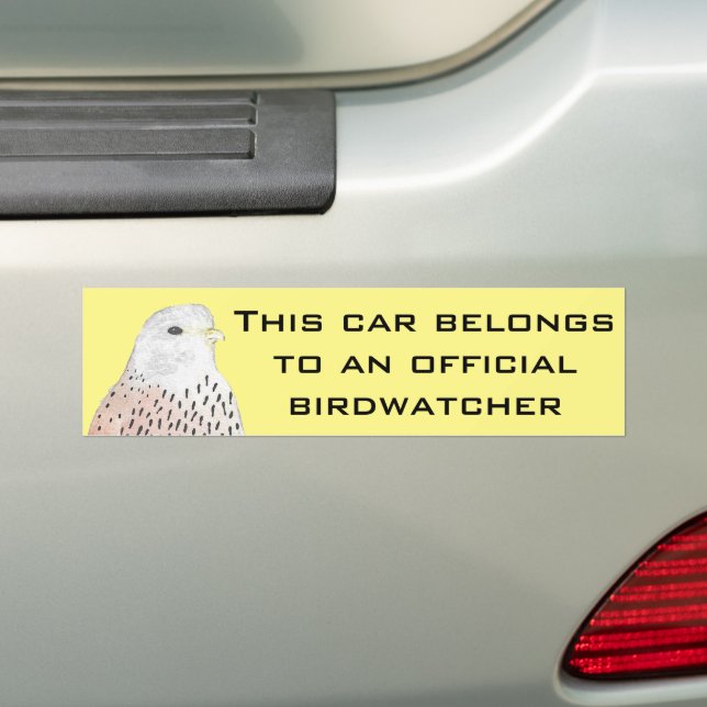 Yellow American Kestrel Birdwatcher Bumper Sticker (On Car)