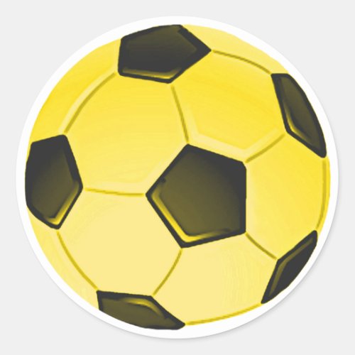 Yellow American Soccer Ball or Football Classic Round Sticker