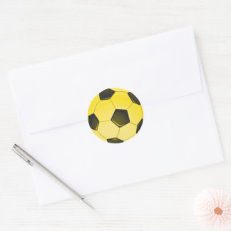 Yellow American Soccer Ball or Football Classic Round Sticker