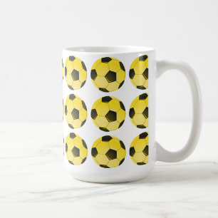 Yellow American Soccer Ball or Football Coffee Mug