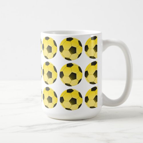 Yellow American Soccer Ball or Football Coffee Mug