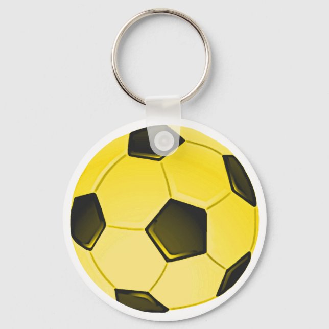 Yellow American Soccer Ball or Football Keychain (Front)