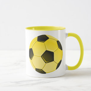 Yellow American Soccer Ball or Football Mug