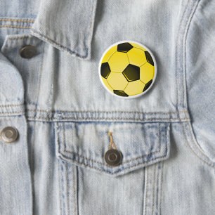 Yellow American Soccer Ball or Football Pinback Button
