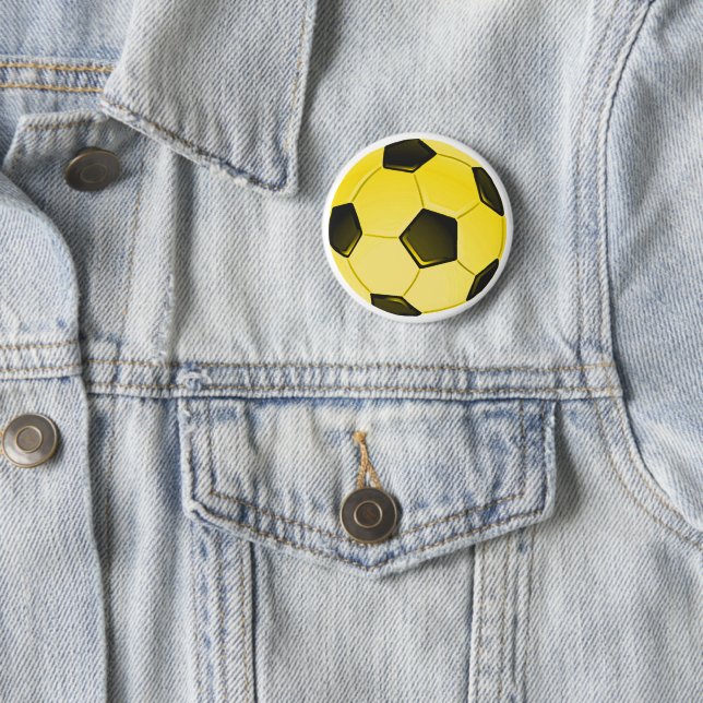 Yellow American Soccer Ball or Football Pinback Button (In Situ)