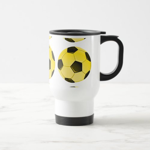Yellow American Soccer Ball or Football Travel Mug
