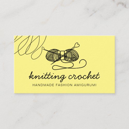 Yellow Amigurumi Handmade Yarn Knit Crochet Business Card