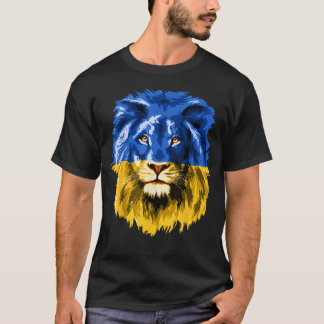 Yellow Amp Blue Flag Lion Face National T-Shirt