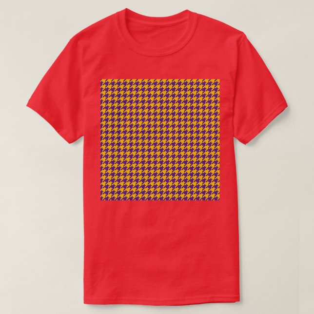 Yellow amp Purple Houndstooth Pattern T-Shirt (Design Front)