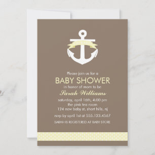 Yellow Anchor Nautical Baby Shower Invitation