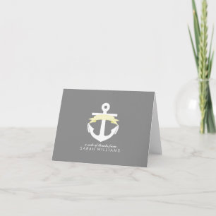 Yellow Anchor Nautical Baby Shower Letterpress Thank You Card