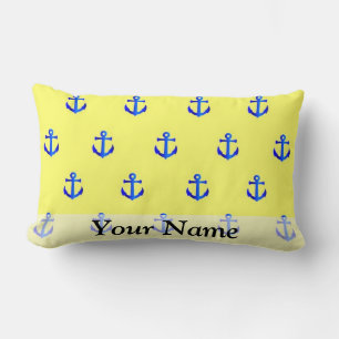 Yellow anchor pattern lumbar pillow
