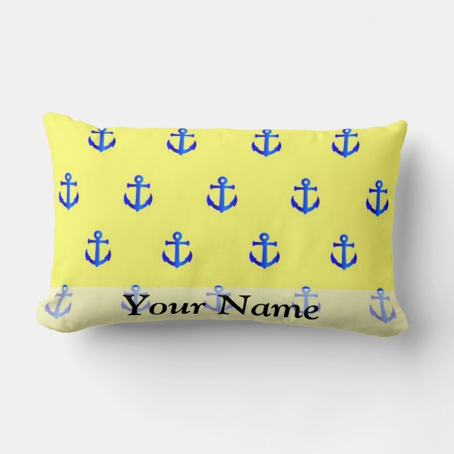 Yellow anchor pattern lumbar pillow (Front)