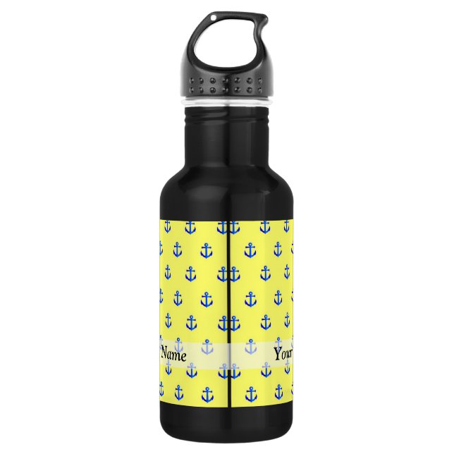 Yellow anchor pattern water bottle (Front)