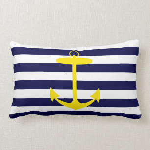 Yellow Anchor Silhouette Lumbar Pillow